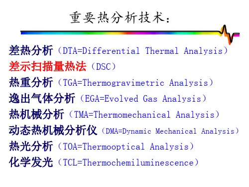 DSC(差示扫描量热仪)实验室教学课件