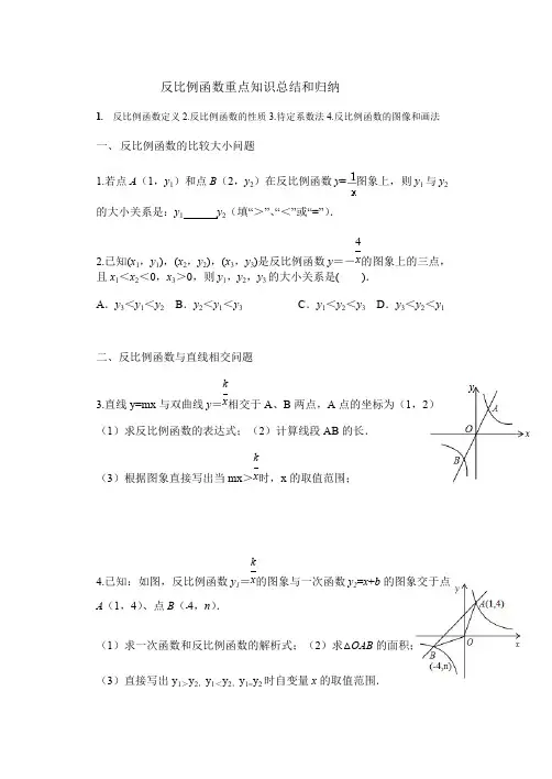 (完整版)反比例函数知识点总结和重点题型归纳