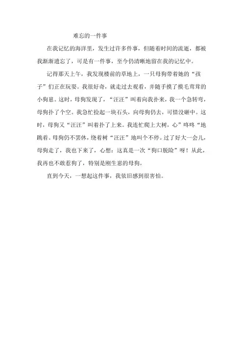 难忘的一件事作文