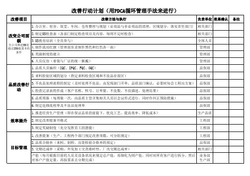 改善行动计划