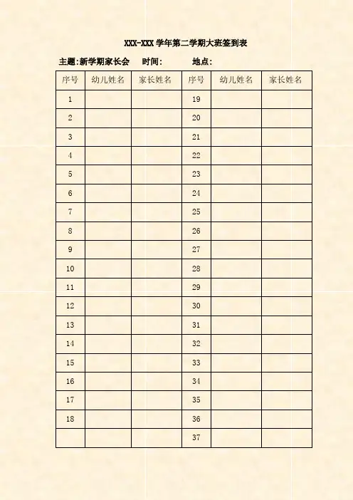 【幼儿园家长会】大班家长会签到表