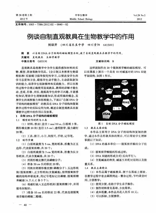 例谈自制直观教具在生物教学中的作用