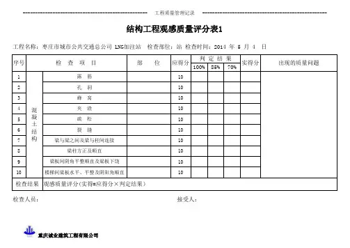 工程观感质量评分表