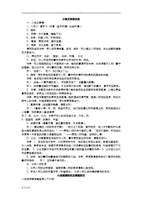 小说文体知识点汇总