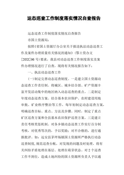 运态巡查工作制度落实情况自查报告 