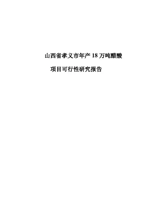 年产20万吨醋酸项目可行性研究报告