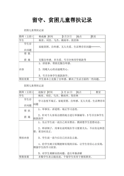 贫困儿童帮扶记录