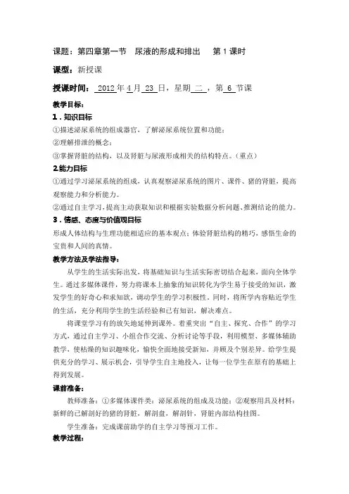 尿液的形成和排出(1)