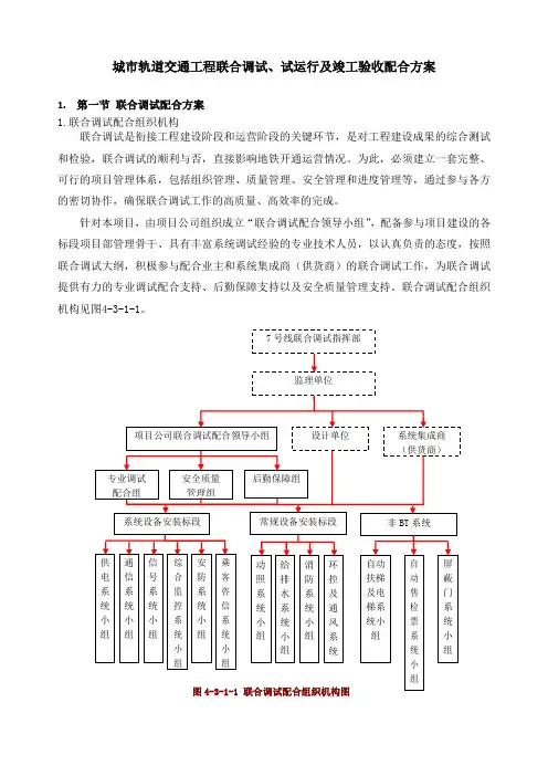 城市轨道交通工程联合调试、试运行及竣工验收配合方案