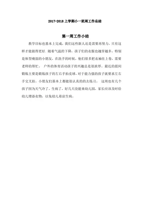 小班每周工作总结 -