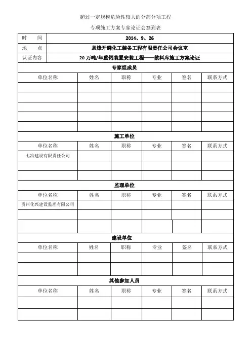 专家论证会签到表