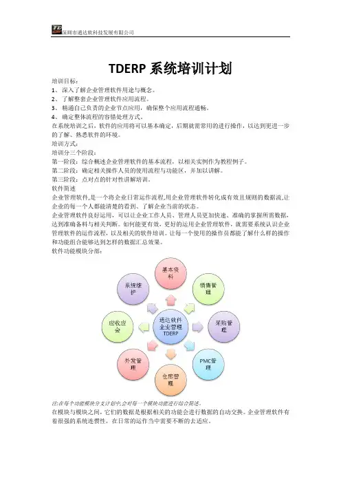 ERP系统培训计划