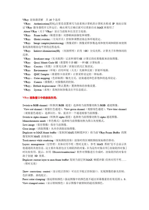VRay 渲染器讲解  精华版 共16个选项