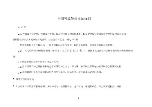 全面预算管理实施细则(DOC)