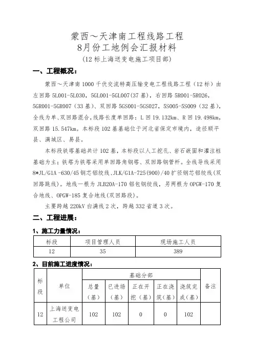 工地例会汇报材料
