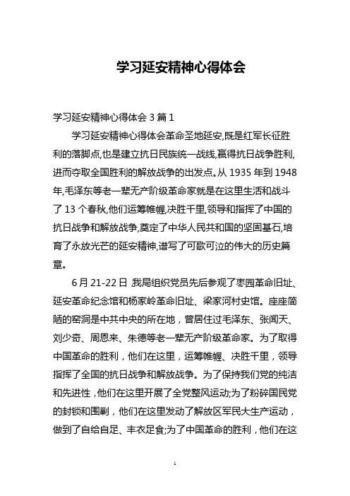 学习延安精神心得体会