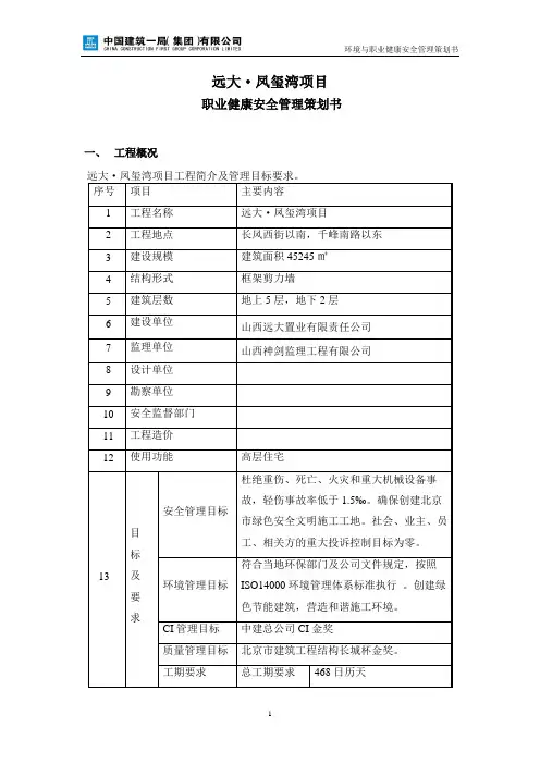 职业健康安全管理策划书 2