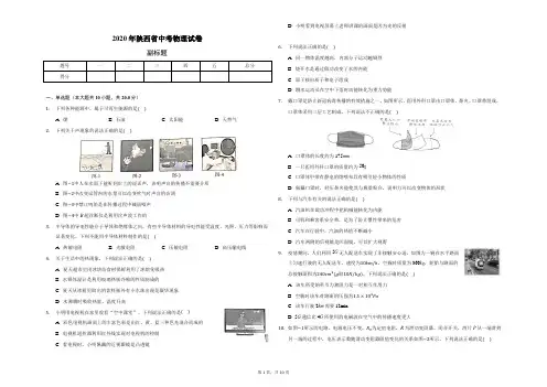 2020年陕西省中考物理试卷(附答案)