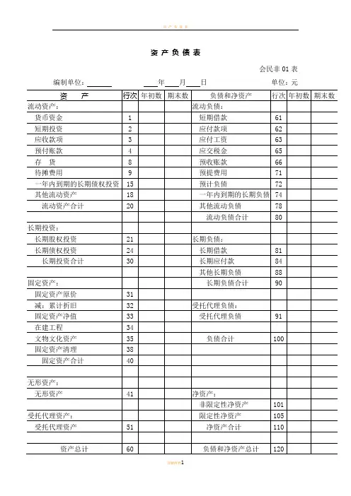 民间非营利组织会计报表56782