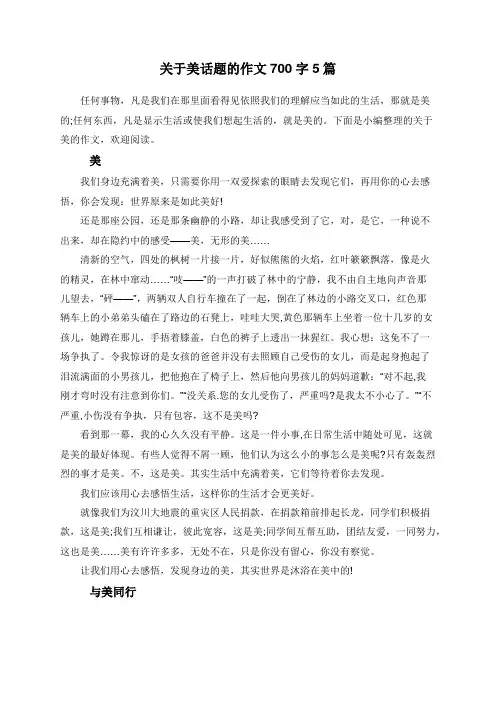 关于美话题的作文700字5篇
