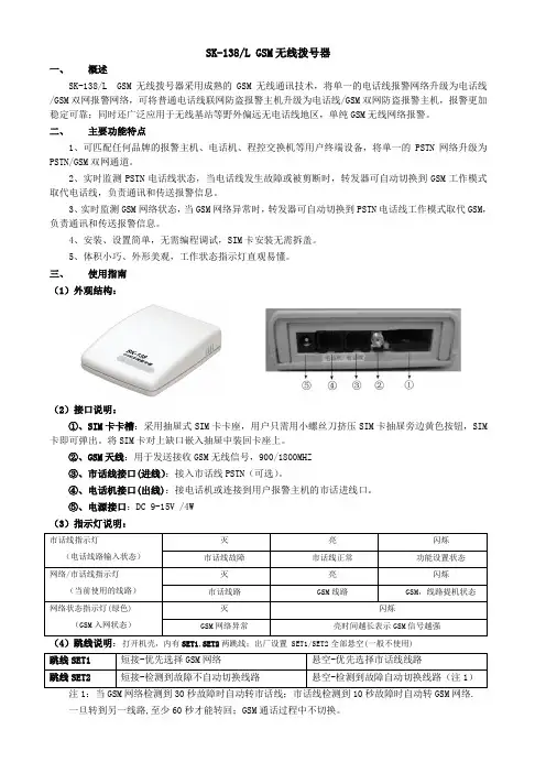 SK-138L-GSM无线拨号器【完整说明书】