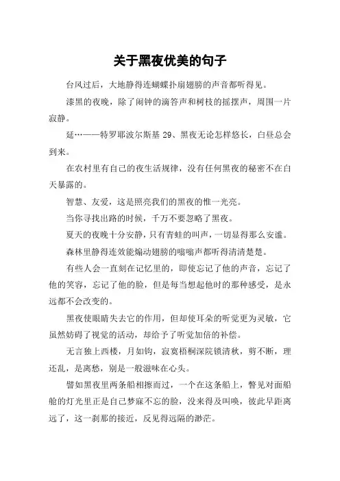 关于黑夜优美的句子_1