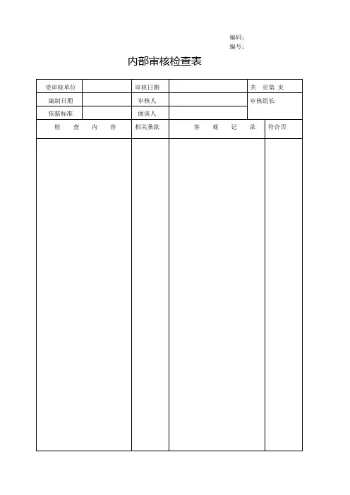 公司内部审核表格