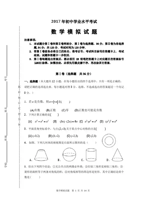2017年中考数学模拟试题