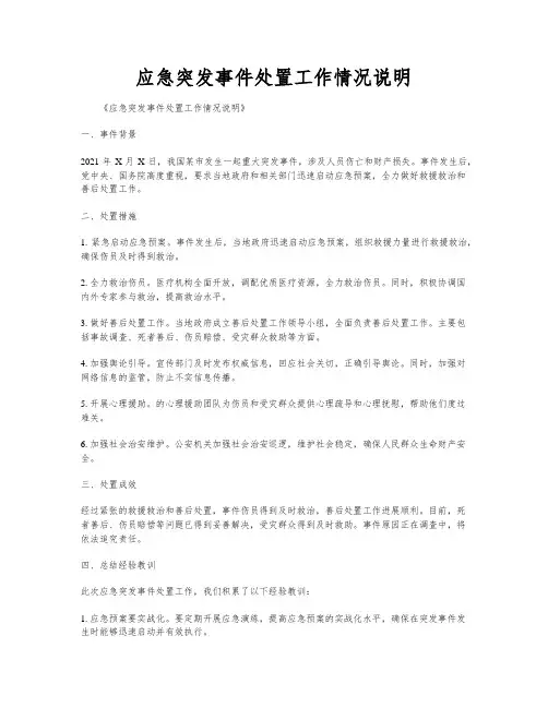 应急突发事件处置工作情况说明