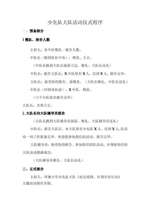 少先队大队活动仪式程序
