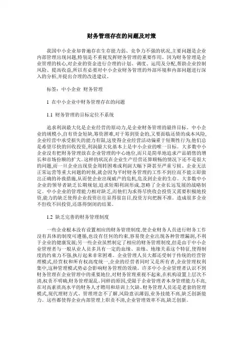 财务管理存在的问题及对策