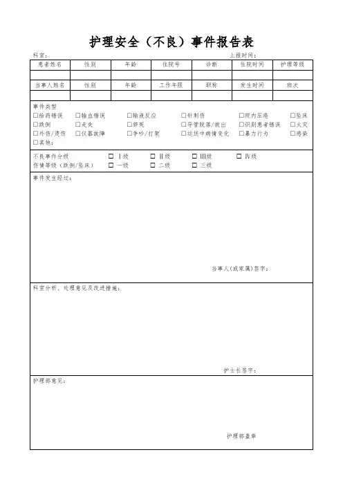 护理不良事件报告表 2
