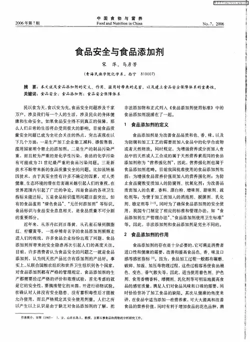 食品安全与食品添加剂