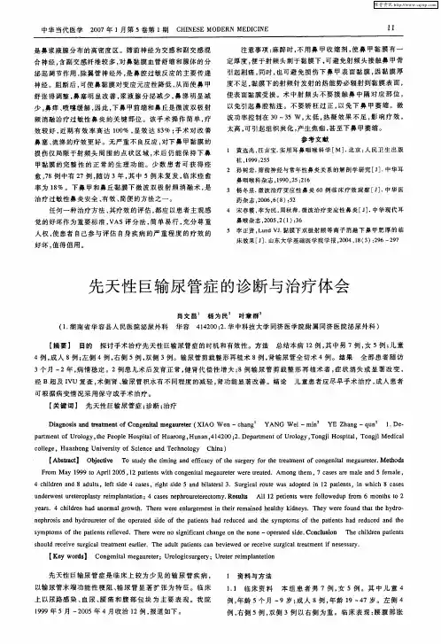 先天性巨输尿管症的诊断与治疗体会