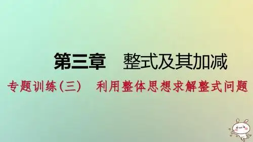 七年级数学上册第三章整式及其加减专题训练三利用整体思想求解整式问题课件新版北师大版