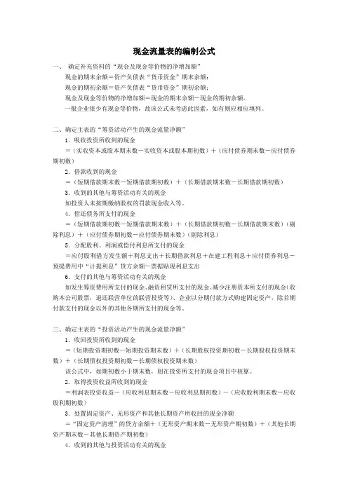 现金流量表编制方法_间接法