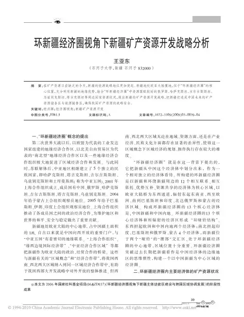 环新疆经济圈视角下新疆矿产资源开发战略分析