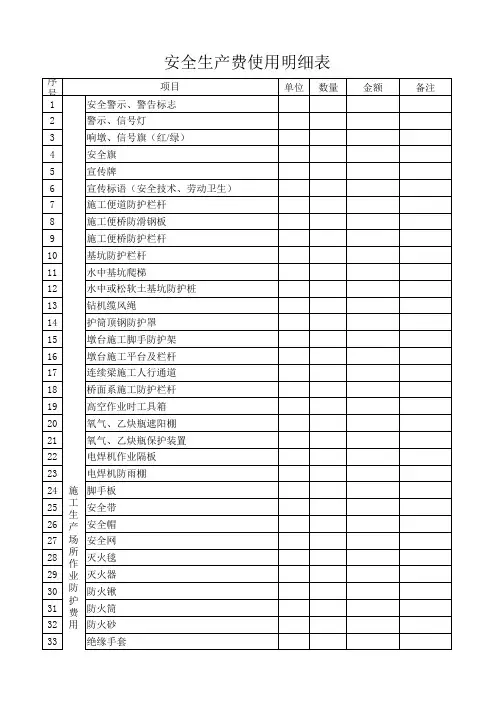 安全生产费使用明细表