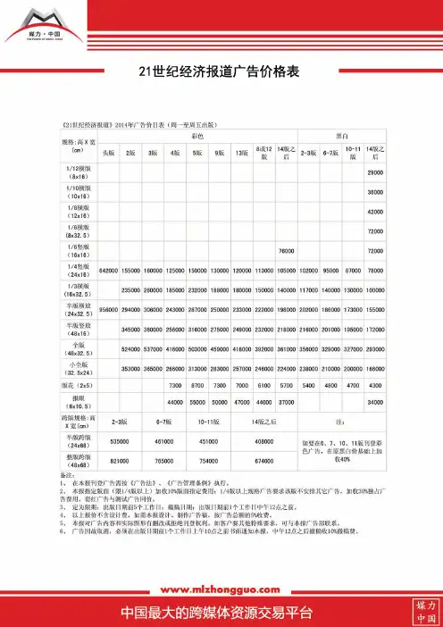 21世纪经济报道2015年广告刊例.doc