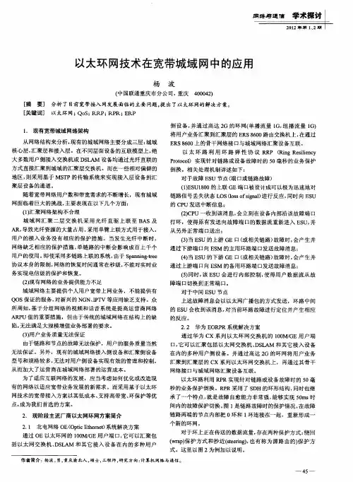 以太环网技术在宽带城域网中的应用