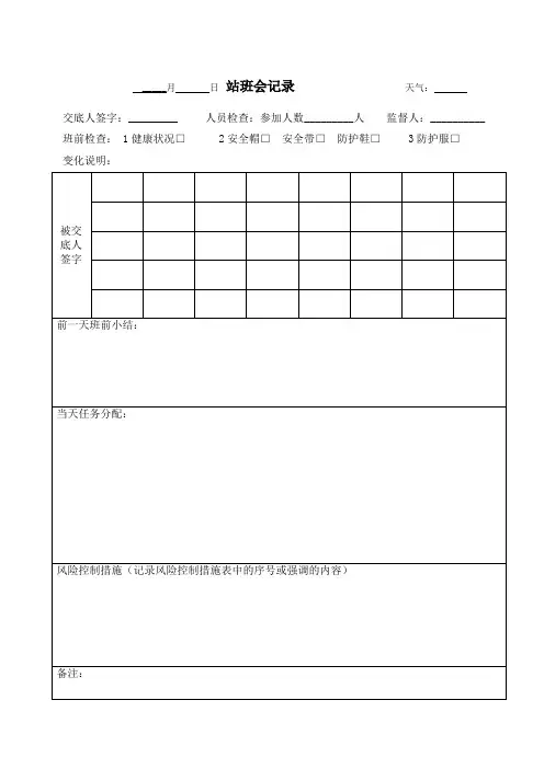 8、站班会记录表