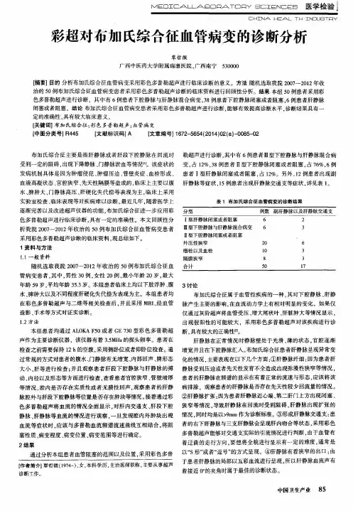 彩超对布加氏综合征血管病变的诊断分析