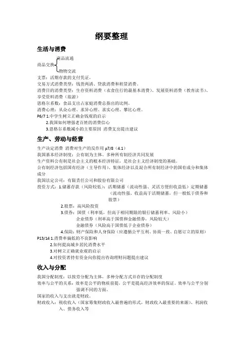 高中政治会考纲要必背知识点整理