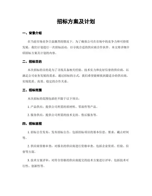 招标方案及计划