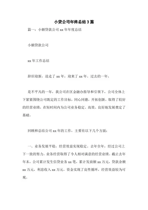小贷公司年终总结3篇