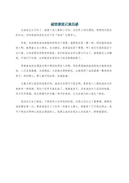诚信漂流记读后感