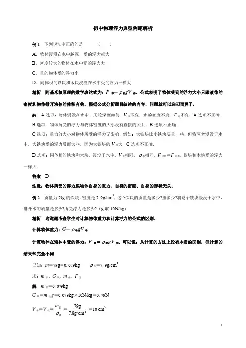 浮力经典例题(强烈推荐)(1)