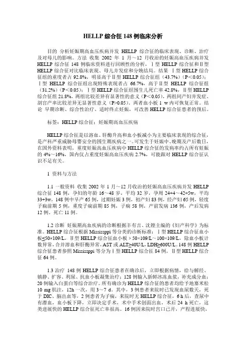 HELLP综合征148例临床分析