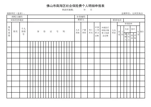 佛山市南海区社会保险费个人明细申报表