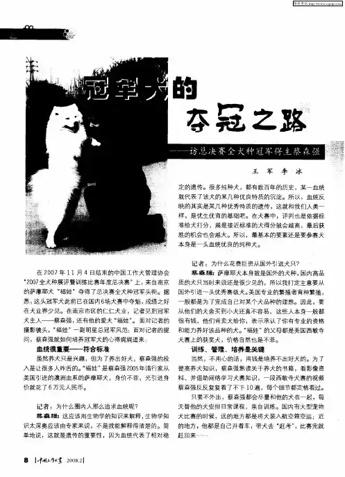 冠军犬的夺冠之路——访总决赛全犬种冠军得主蔡森强